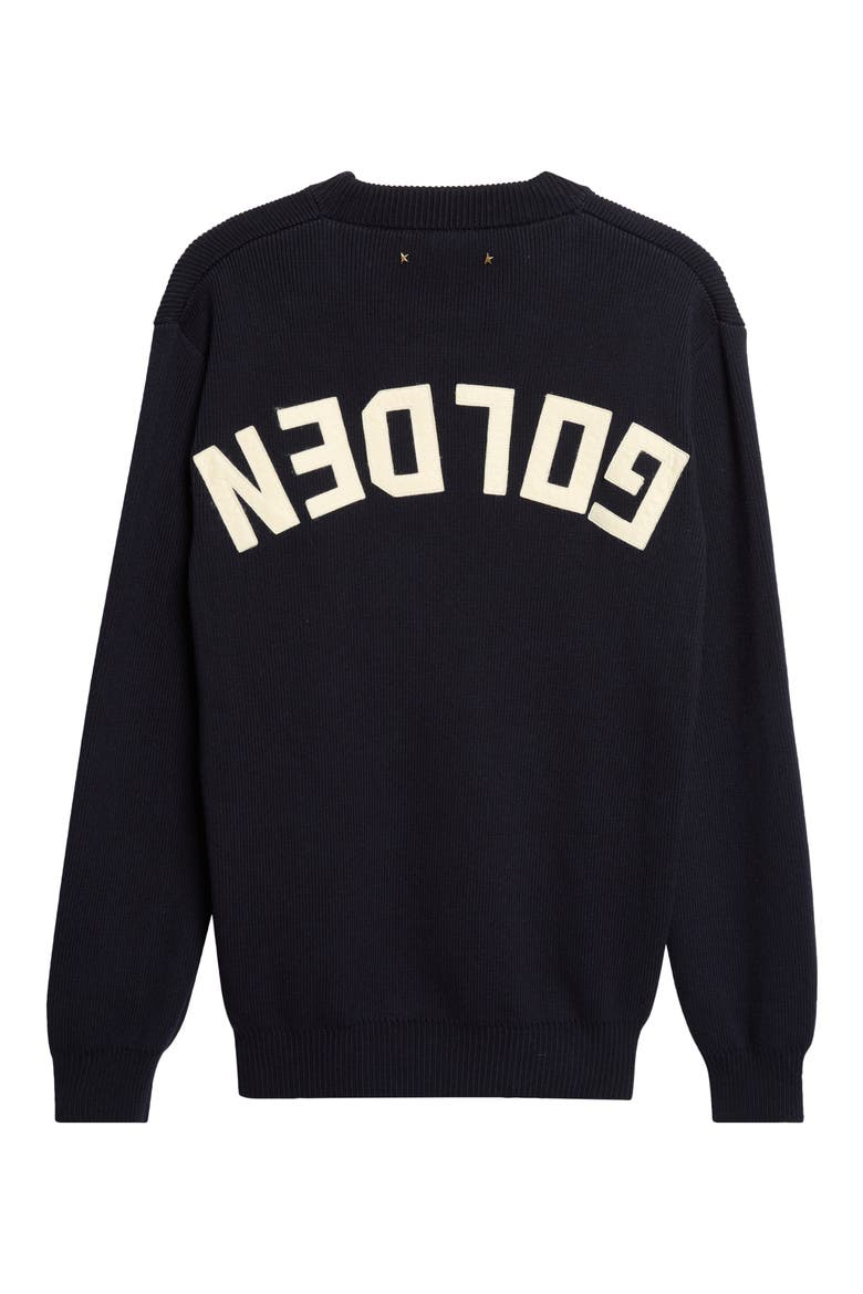 Golden Cotton Blend Crewneck Sweater, Alternate, color, DARK BLUE