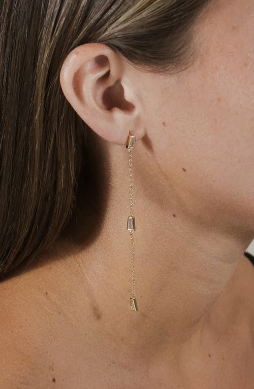 Sterling Forever Rhodium Plated Lillian Cz Drop Stud Earrings In Gold