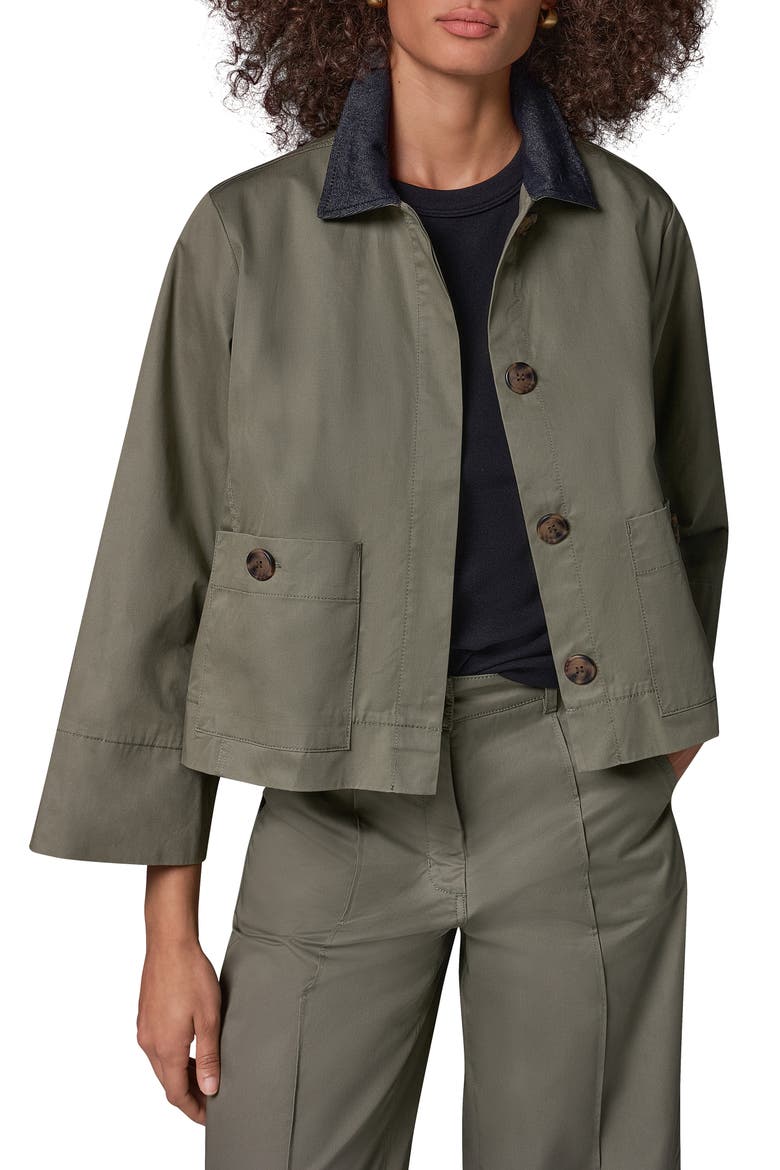 Twill Bell Sleeve Trapeze Shirtjacket, Alternate, color, SAGE