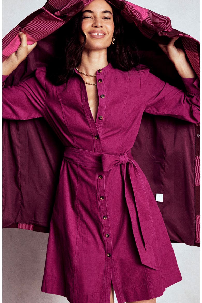 Bre Belted Corduroy Shirtdress, Alternate, color, RICH MAGENTA
