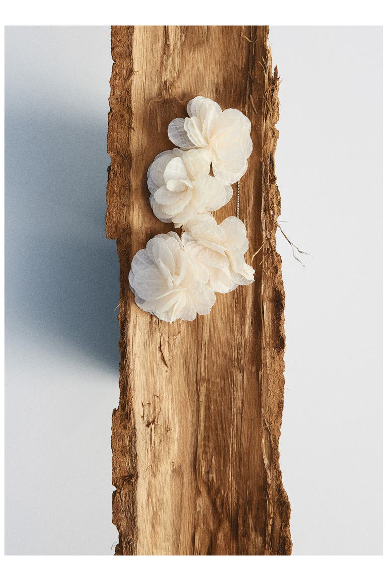 Textured Flower Drop Earrings, Alternate, color, BEIGE