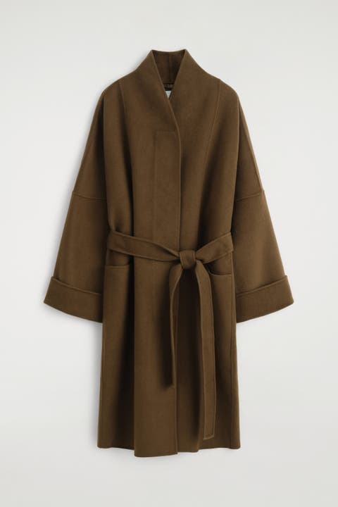 Oversized Double-faced Wool Shawl Coat