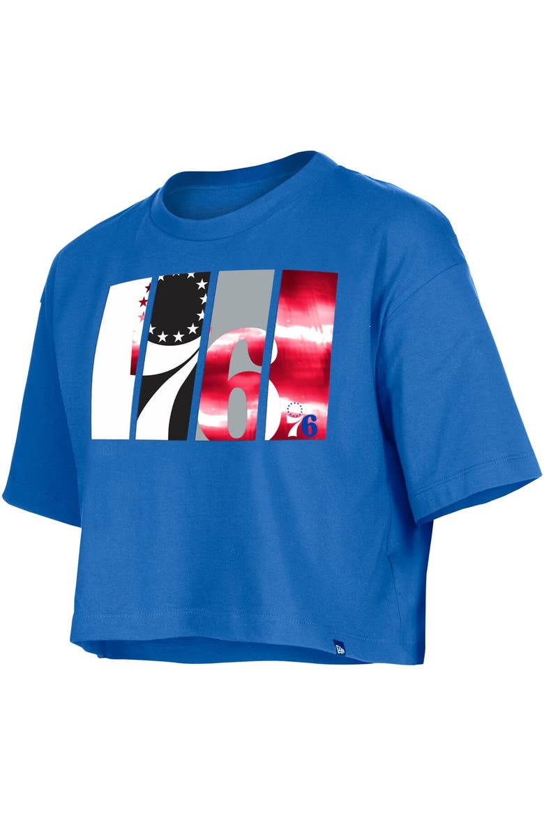 Women's New Era Royal Philadelphia 76ers Cropped T-Shirt, Alternate, color, Royal