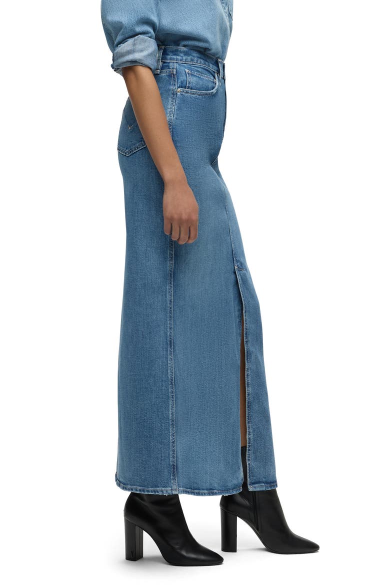 Reconstructed Stretch Cotton Denim Maxi Skirt, Alternate, color, SUGARCOAT