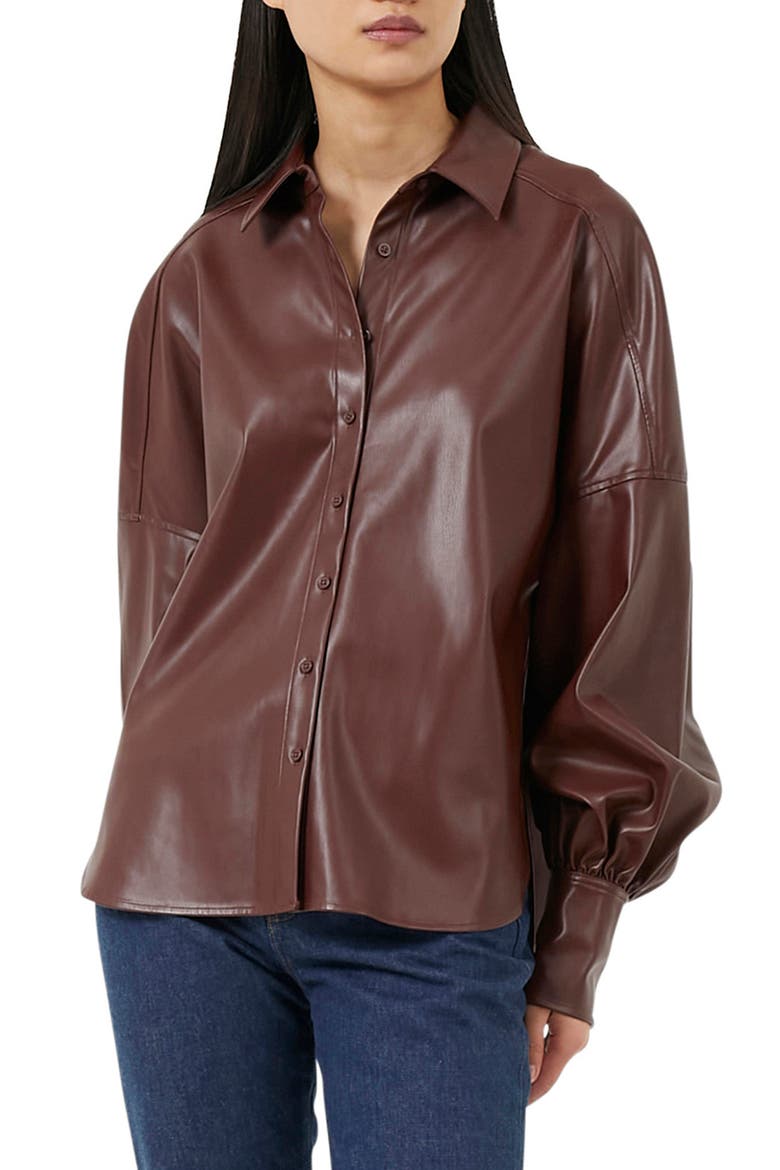 Etta Faux Leather Jacket, Main, color, BITTER CHOCOLATE