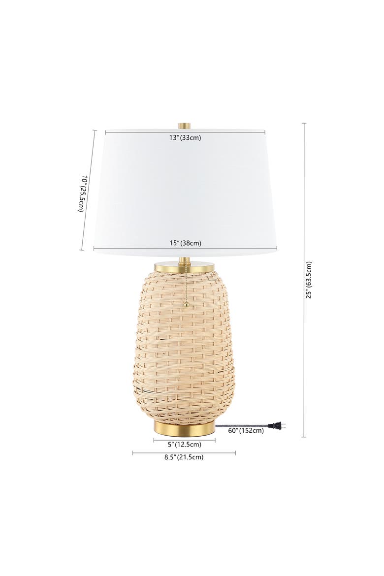 Chakrii Rustic Bohemian Iron/Rattan LED Table Lamp with Pull-Chain, Alternate, color, Light Brown