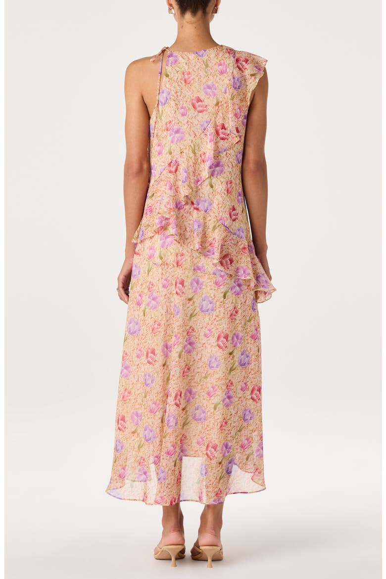 Angel Ruffle Midi Dress, Alternate, color, PEACH MULTI FLORAL