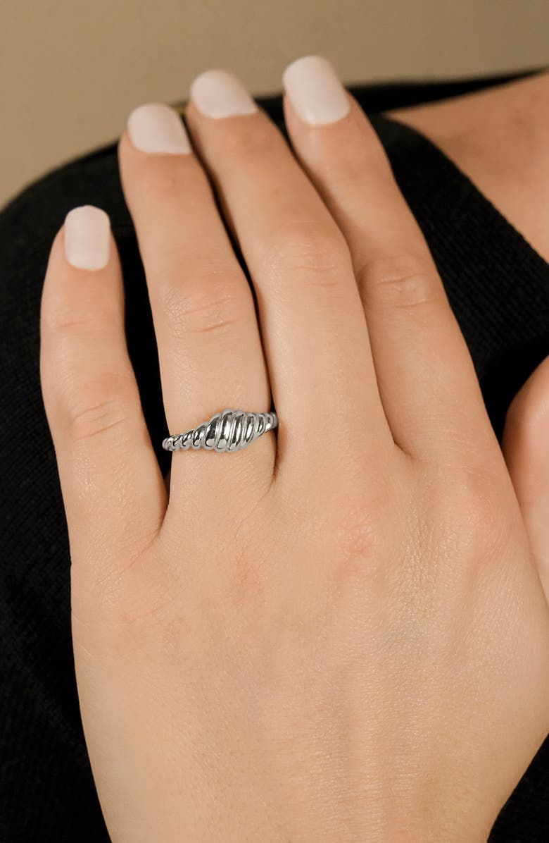 Sterling Forever Paula Ribbed Ring, Alternate, color, Silver