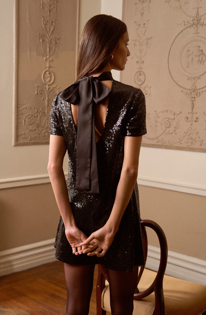 CeCe Mock Neck Sequin Shift Minidress, Alternate, color, 