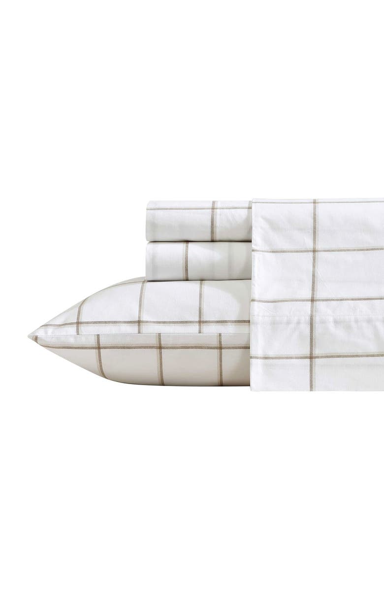 Nautica Plot 200-Thread Count Cotton Percale Sheet Set, Main, color, Light Beige