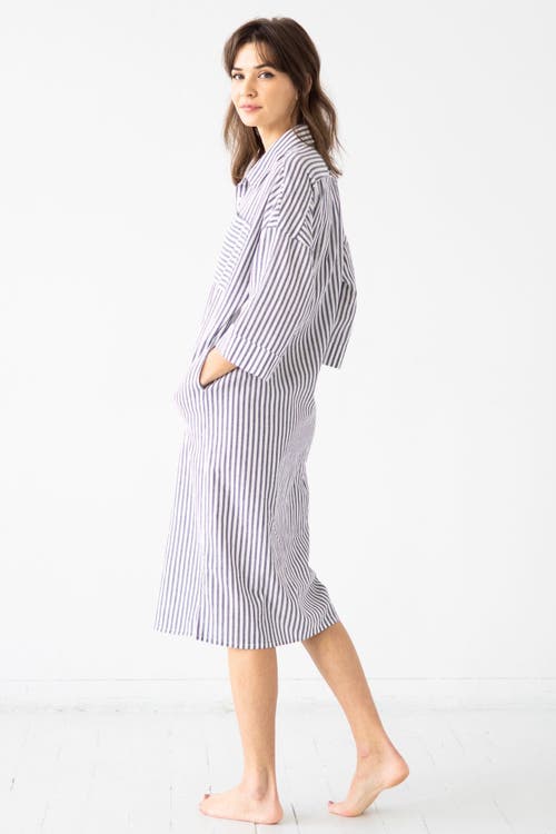 Salua Oversized Button Down Long Shirt In Blue