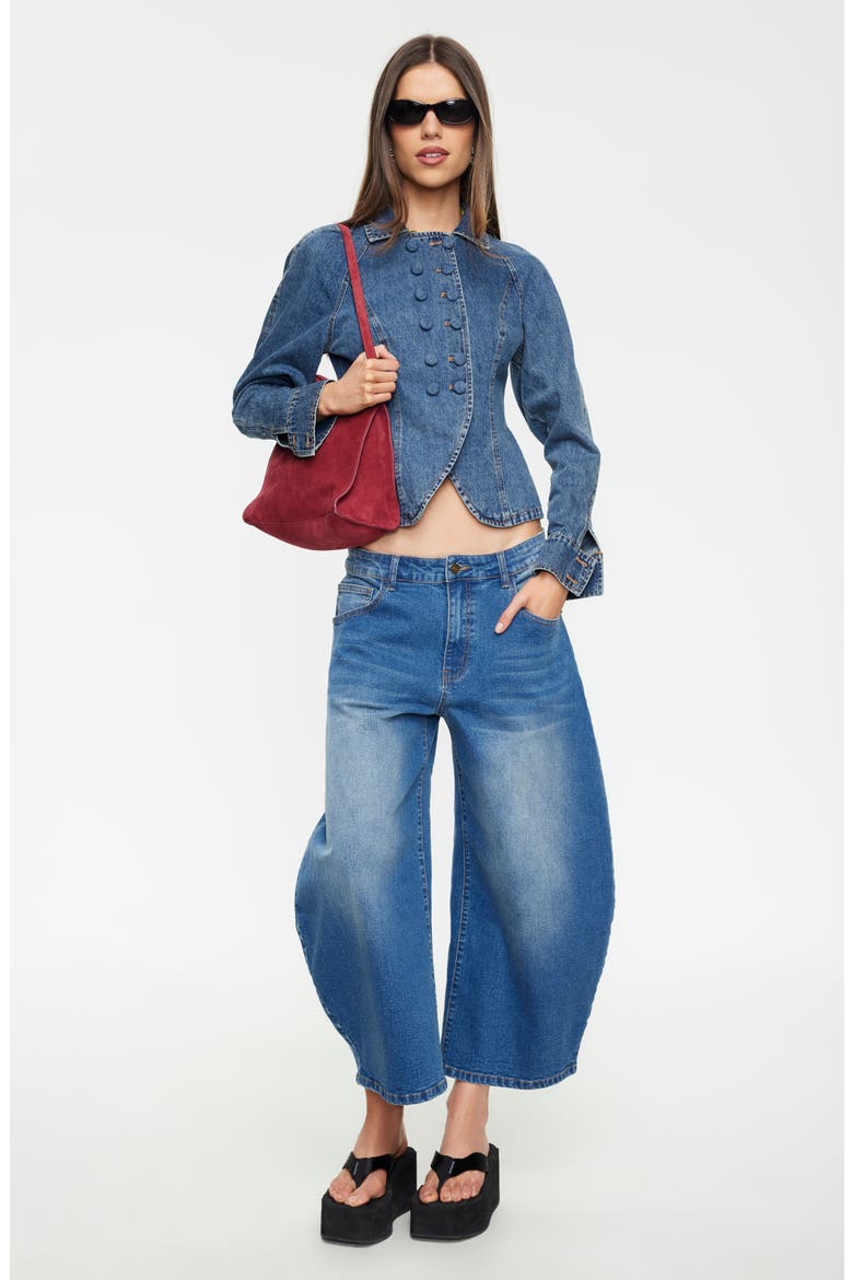 Form Double Breasted Denim Jacket, Alternate, color, MID BLUE