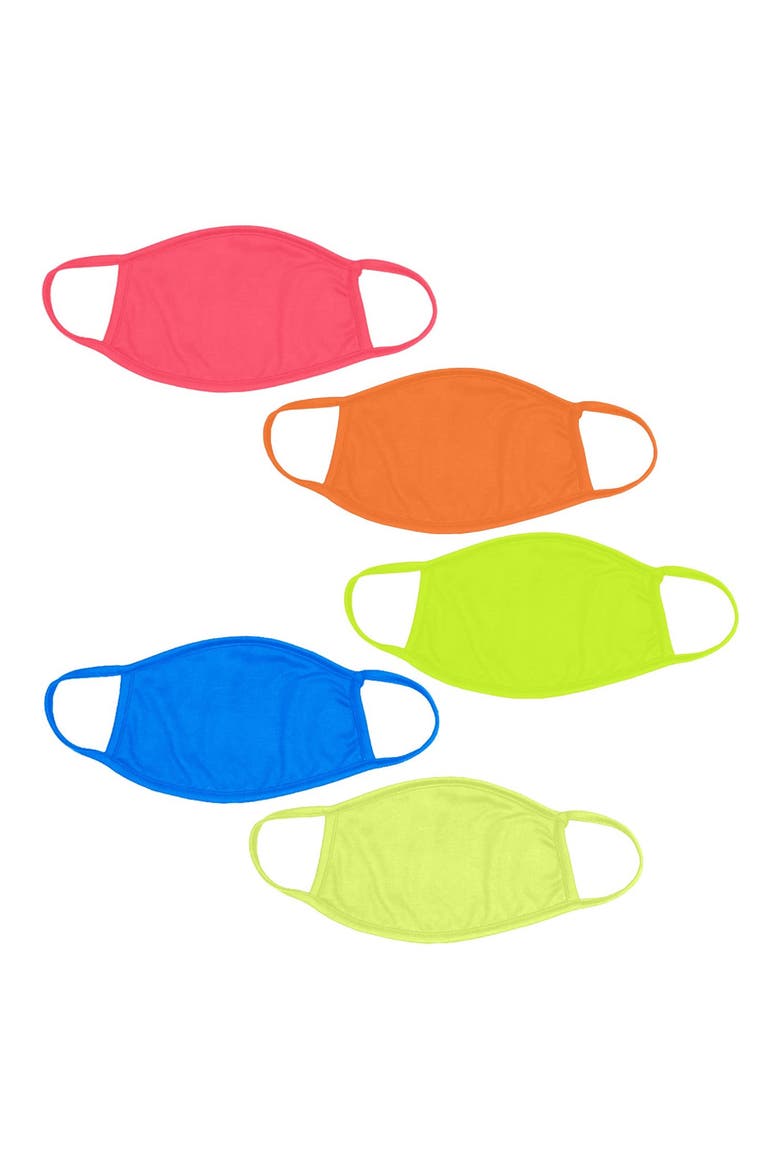 Assorted 5-Pack Adult Face Masks, Alternate, color, PINK/ YELLOW/ GREEN/ ORANGE