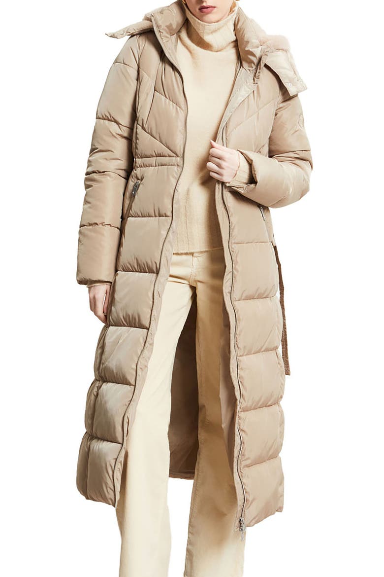 Quilted Puffer Long Jacket, Main, color, Stone