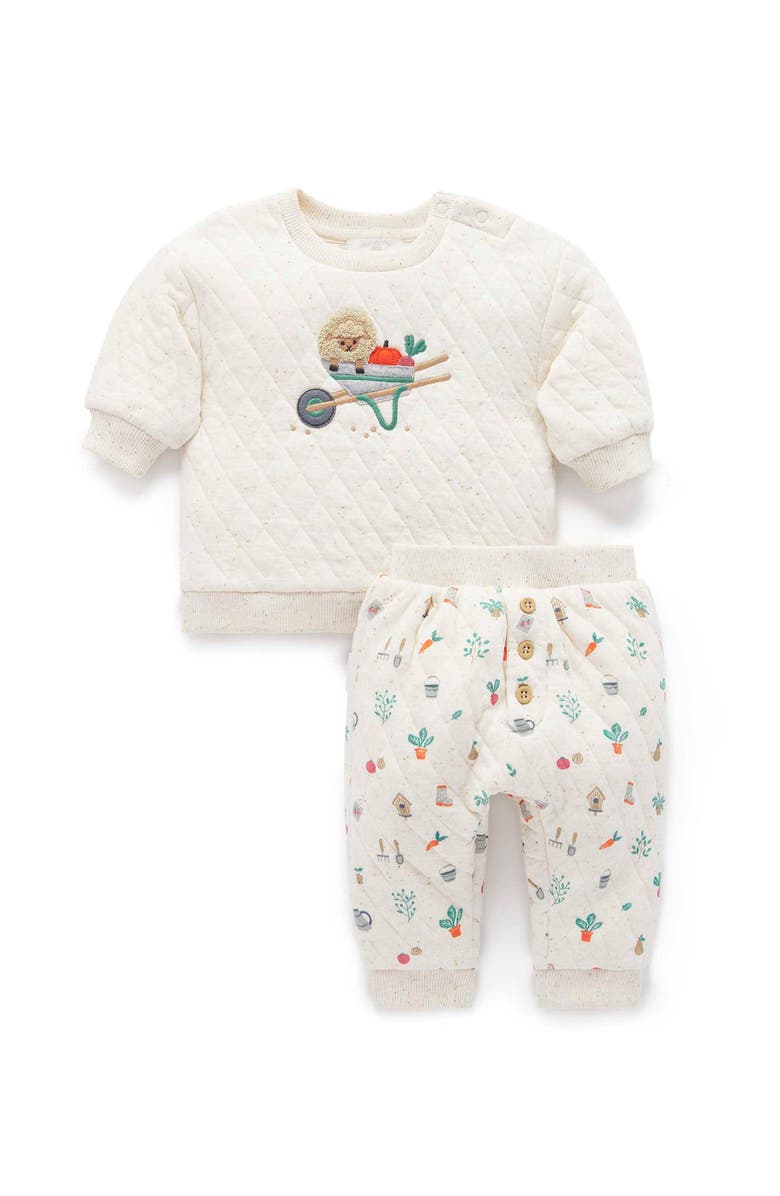 Purebaby Quilted Track Set, Main, color, Veggie Patch Print