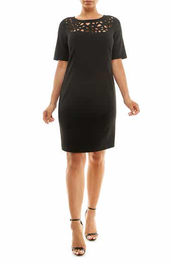Nina Leonard Cutout Elbow Sleeve Sheath Dress