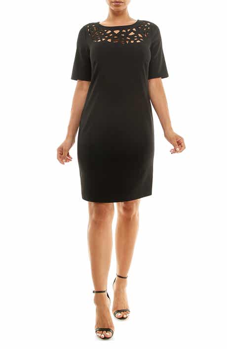 Nina Leonard Cutout Elbow Sleeve Sheath Dress