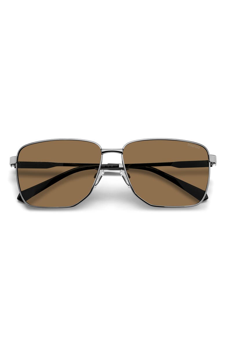 Polaroid 62mm Polarized Oversize Square Sunglasses, Alternate, color, Ruthenium/ Bronze Polar