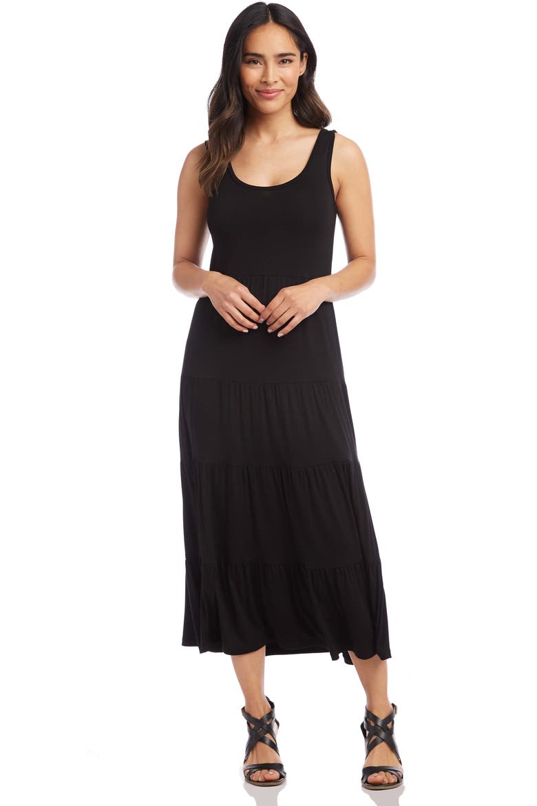 Tiered Midi Dress, Alternate, color, BLACK