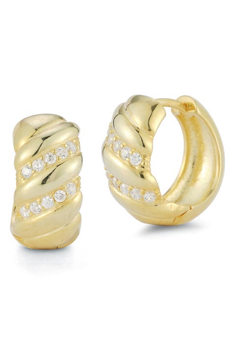 Twisted Huggie Hoop Earrings