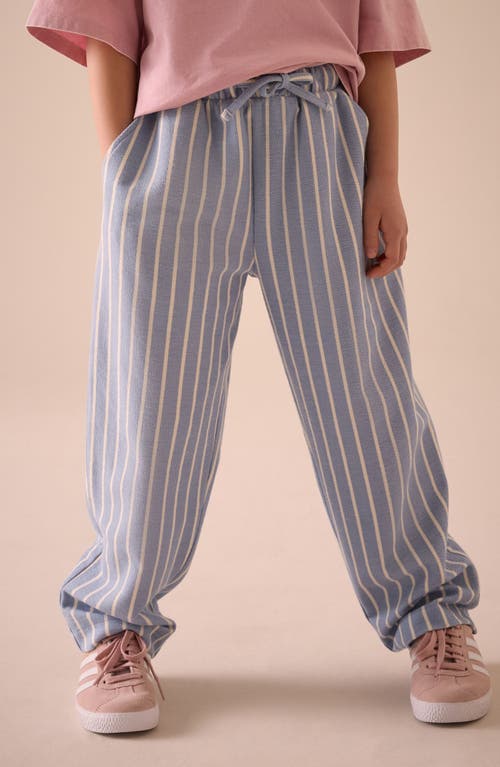 Next Kids' Stripe Cuffed Cotton Drawstring Pants In Blue