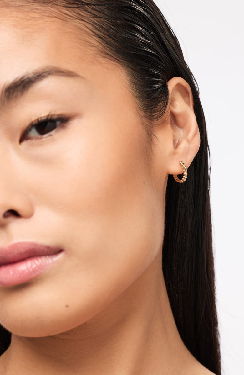 Ana Luisa Solid Yellow Gold - Gold Bead Hoops Small, Alternate, color, Gold