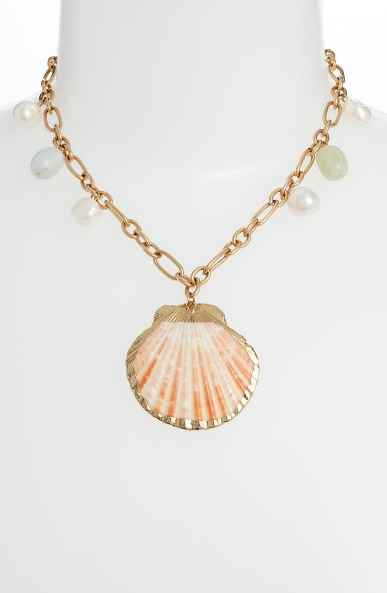 Knotty Shells Pendant Necklace, Alternate, color,