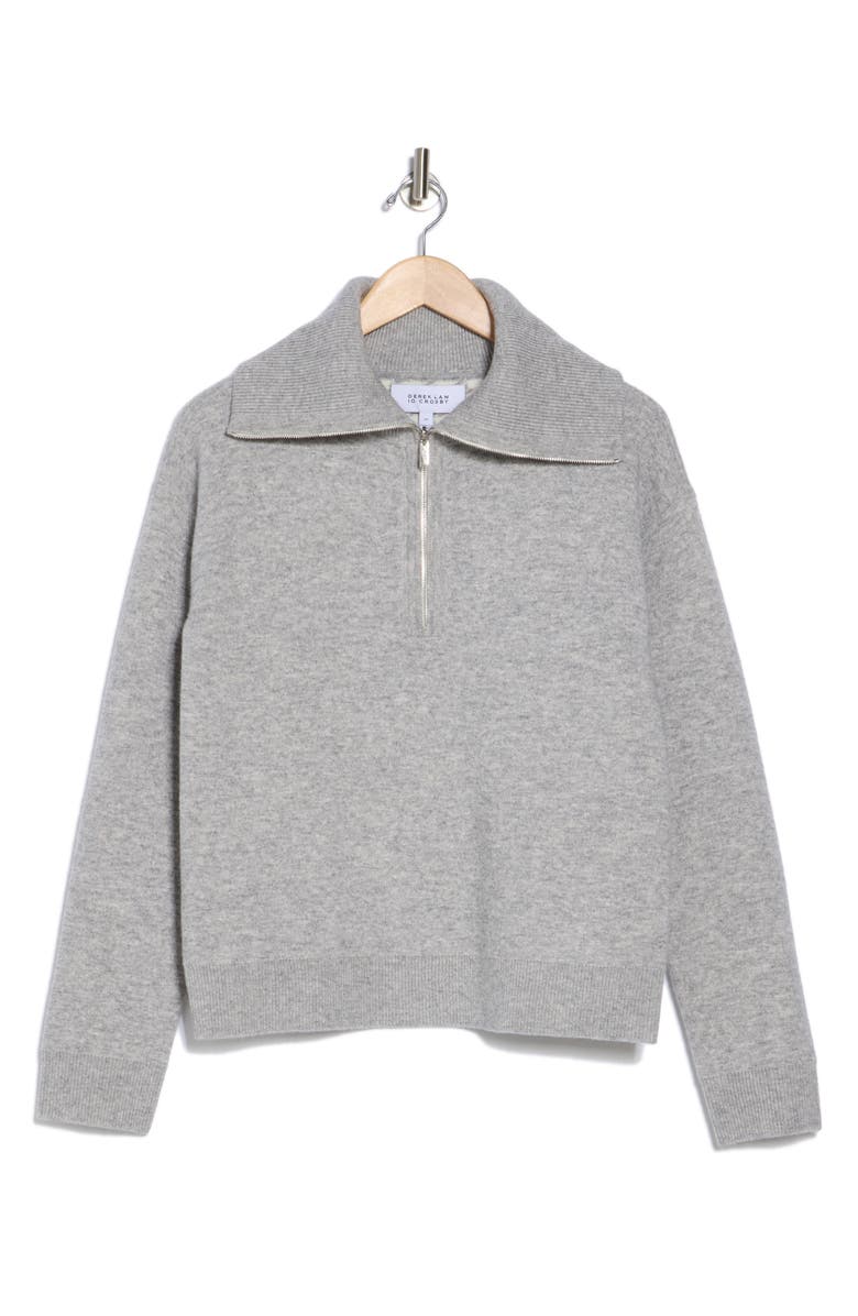 Derek Lam 10 Crosby Samuel Reversible Wool Blend Quarter Zip Sweater, Alternate, color, Light Heather Grey