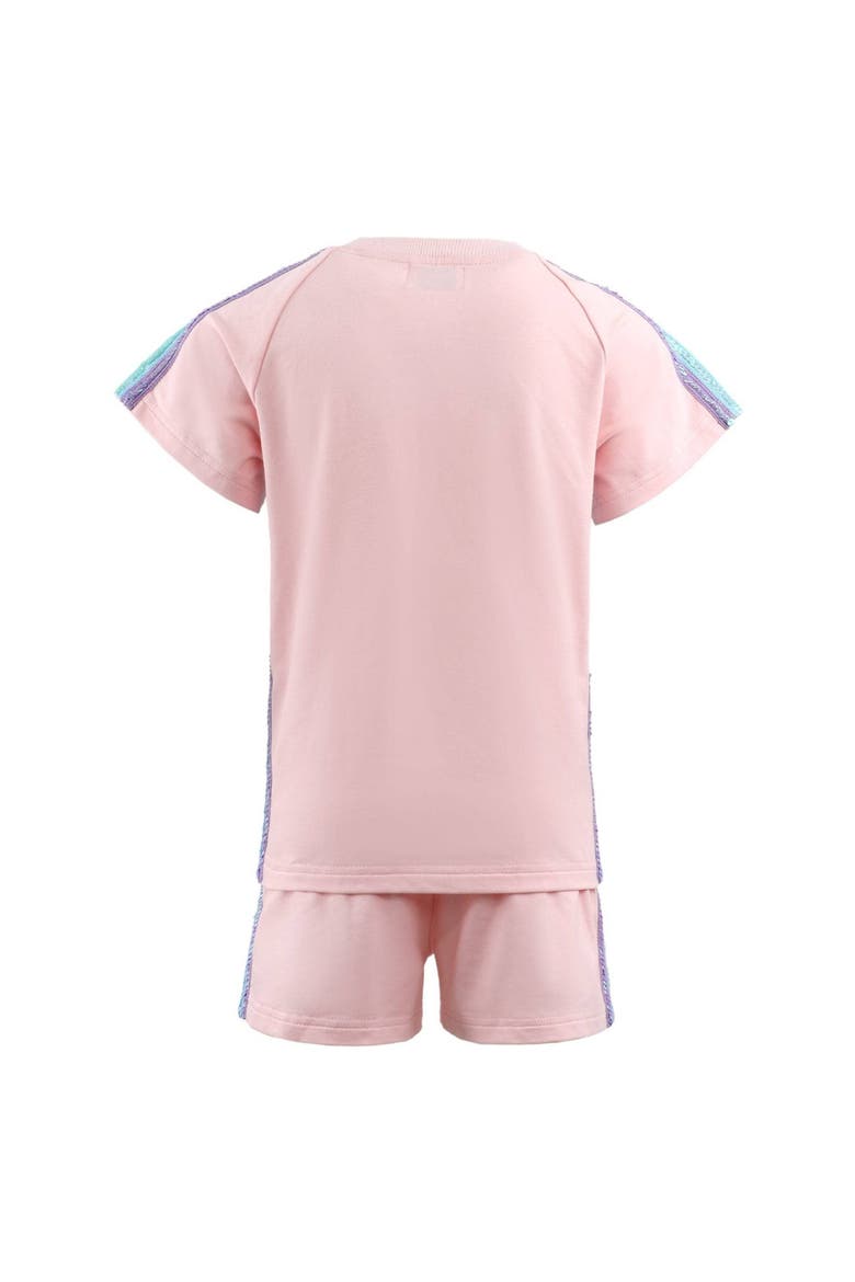 Rainbow Stripe Short Set, Alternate, color, Pink