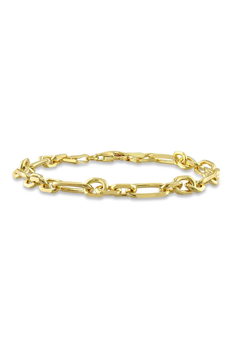 Men's Diamond Cut Figaro Chain Bracelet, Main, color, GOLD