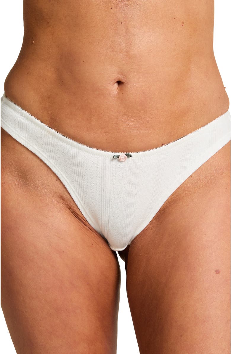 Hunkemöller Pointelle Brazilian Knickers, Main, color, Snow White