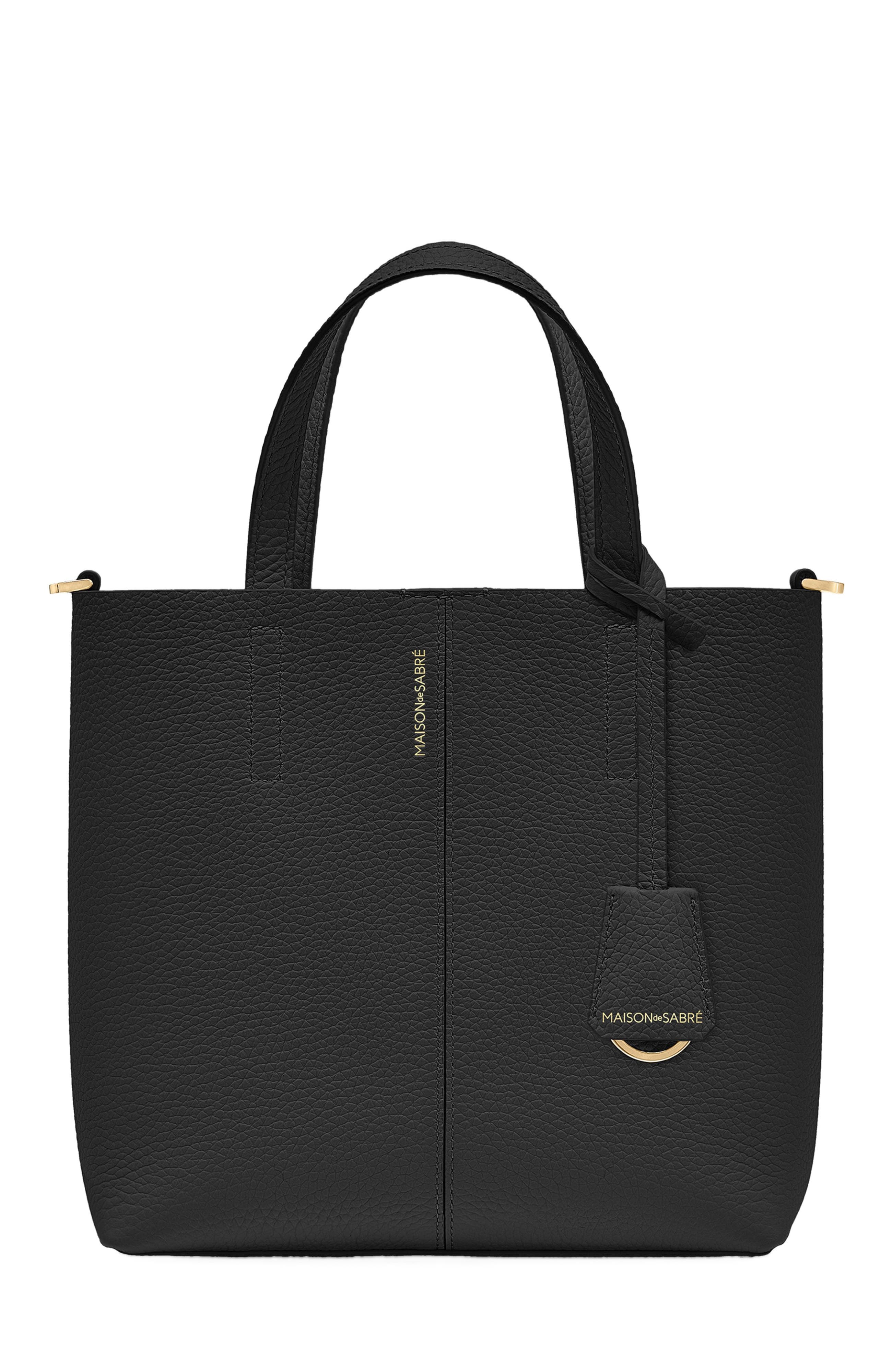 MAISON de SABRÉ Small Leather Soft Tote, Main, color, Rouge Noir