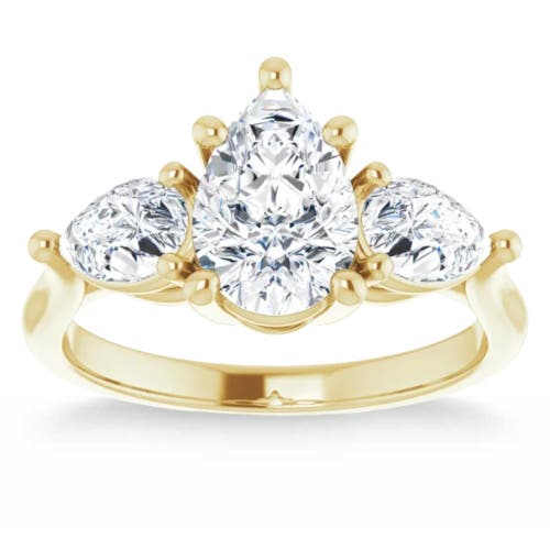 Bliss Diamond 2ct Tw Pear Shape Three Stone Diamond Engagement Ring In 14k Yellow Gold