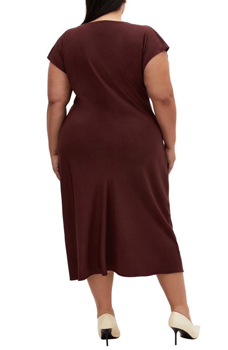 City Chic Piccadilly Cowl Neck Dress, Alternate, color, Burgundy