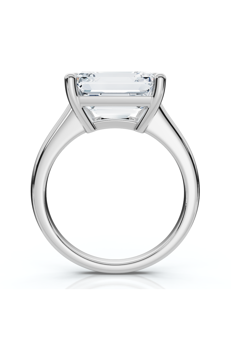 Certified 5Ct Emerald Cut Lab Grown Diamond Solitaire East West Engagement Ring, Alternate, color, 14k White Gold