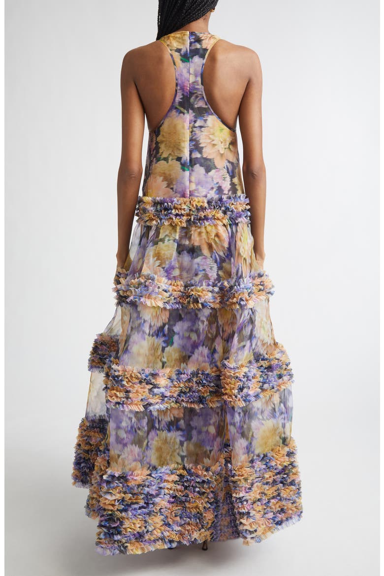 Luna Ruffle Silk Organza Maxi Dress, Alternate, color, VIOLET DAHLIA