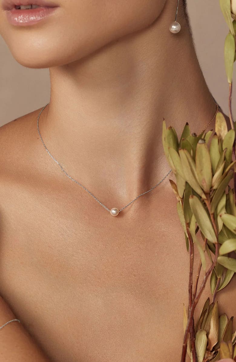 Bearfruit Jewelry Sterling Silver 18k Gold Plated Abby Single Pearl Necklace Holiday Gift Idea, Alternate, color, Silver