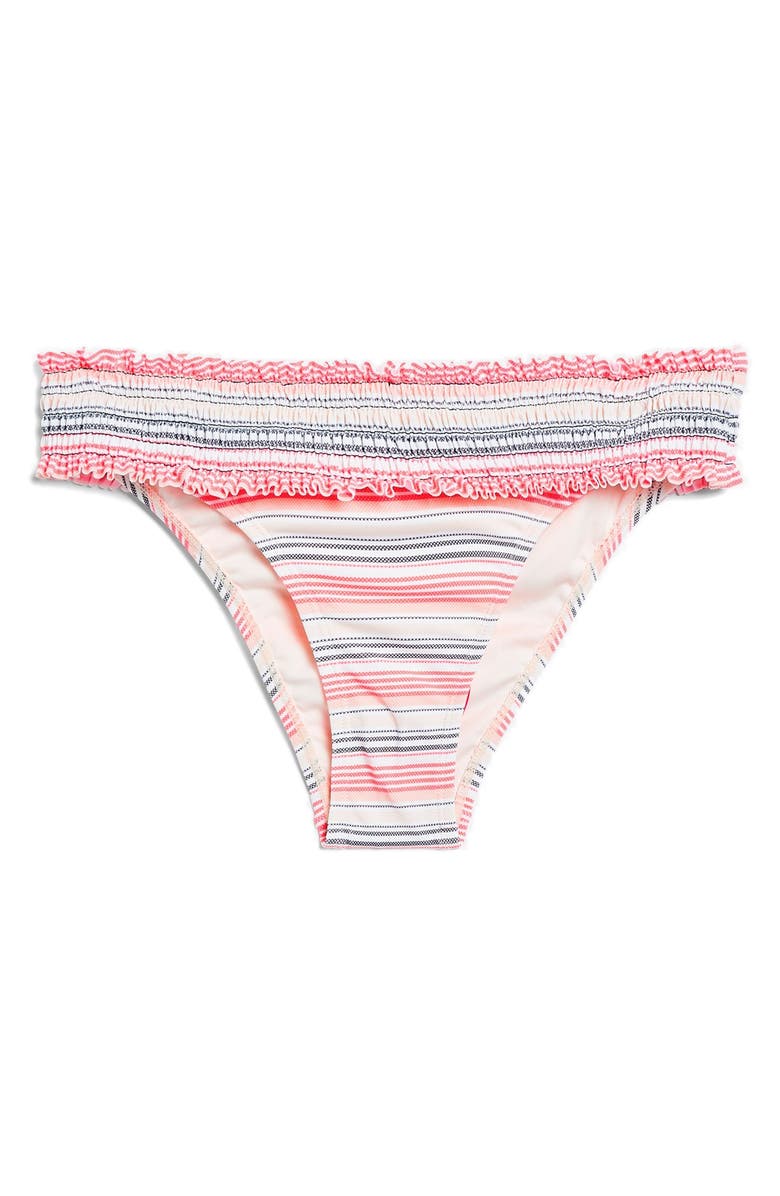 Topshop Shirred Smocked High Leg Bikini Bottoms, Alternate, color, 