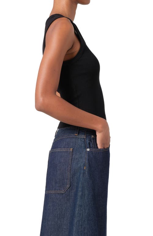 Agolde Binx Ribbed Stretch-lyocell And Organic Cotton-blend Tank In Black