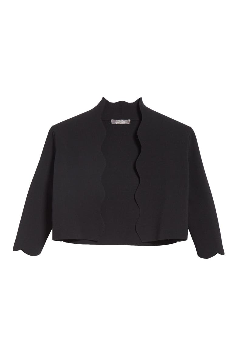 Scallop Trim Knit Bolero, Alternate, color, BLACK