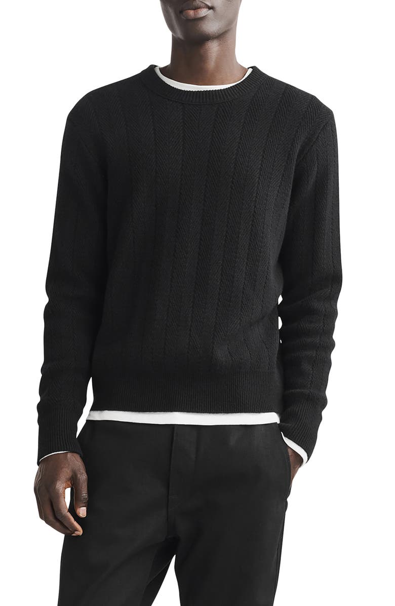 rag & bone Durham Herringbone Stitch Cashmere Sweater, Main, color,