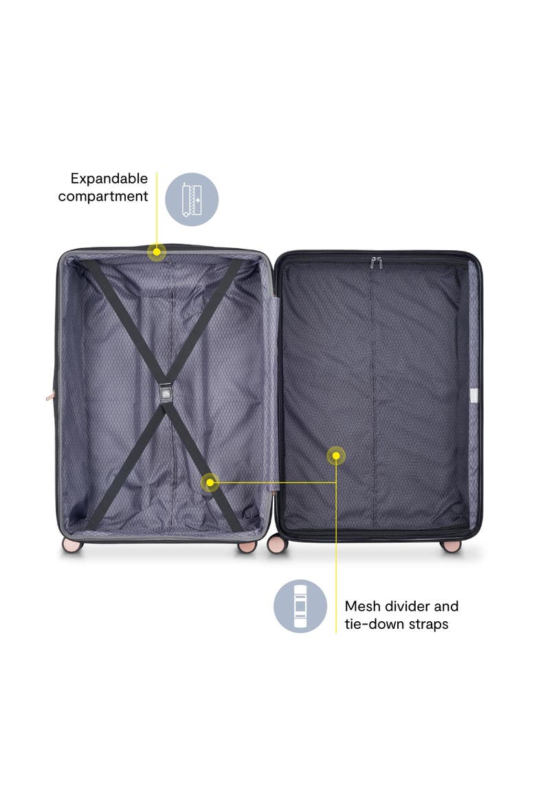 Delsey Alexis Lightweight Luggage-Checked Medium, Alternate, color, Black/Rose Gold