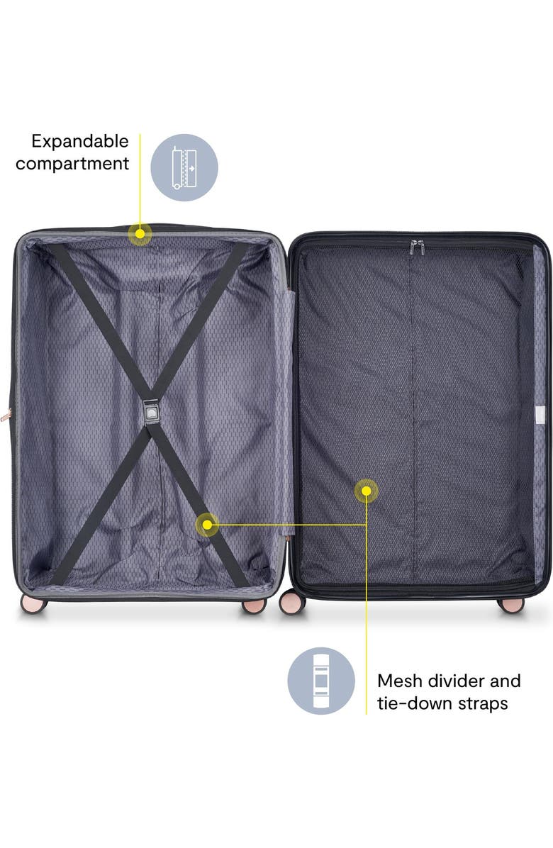 Delsey Paris Delsey Alexis Lightweight Luggage-Checked Medium, Alternate, color, Black/Rose Gold