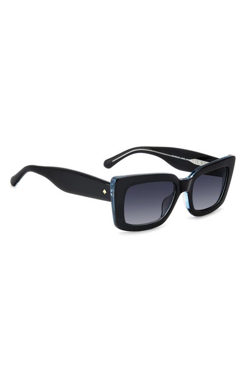 Kate Spade Cailin Rectangle Acetate Sunglasses In Black Blue/dark Grey Sf