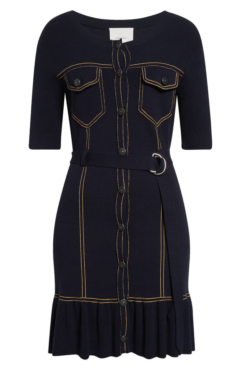 Cinq à Sept Elisha Belted Sweater Dress, Alternate, color, Navy