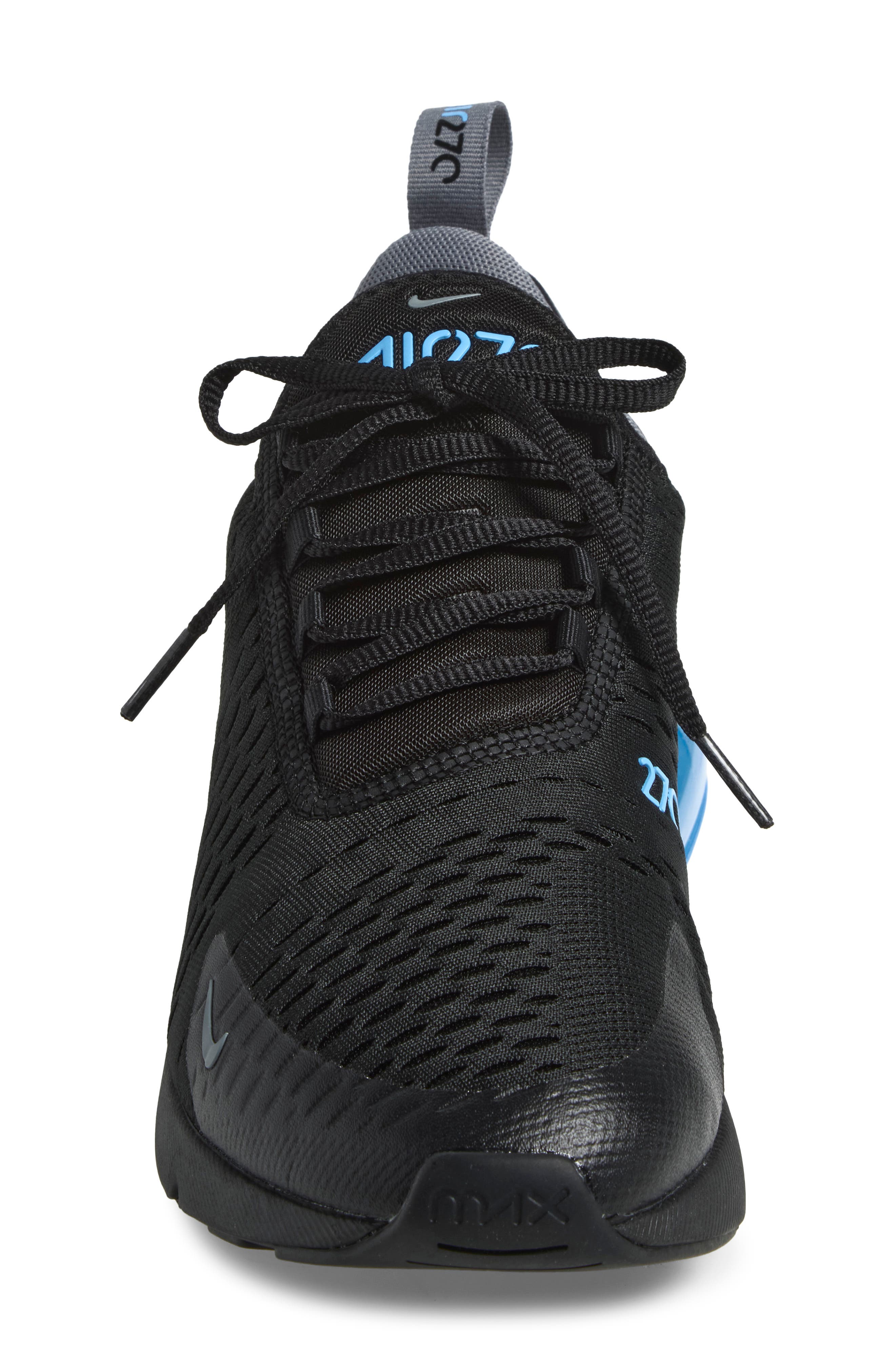 Air Max 270 Sneaker, Alternate, color, BLACK/ UNIVERSITY BLUE