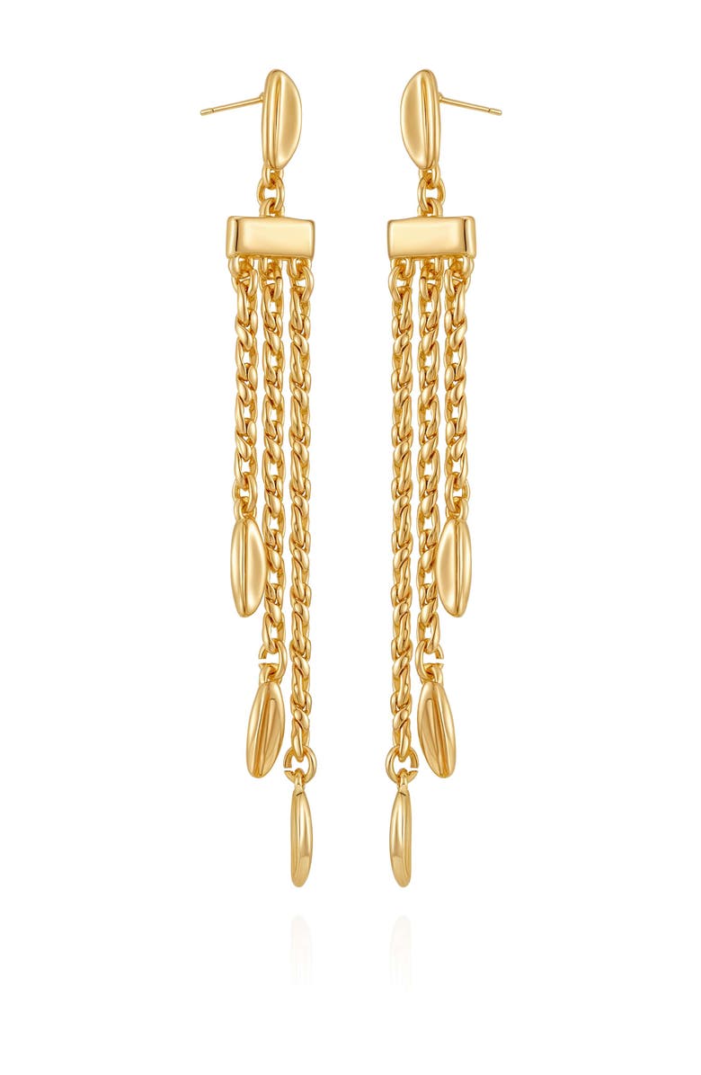 Vince Camuto Long Chain Tassel Earrings, Alternate, color, 14K Gold Plated