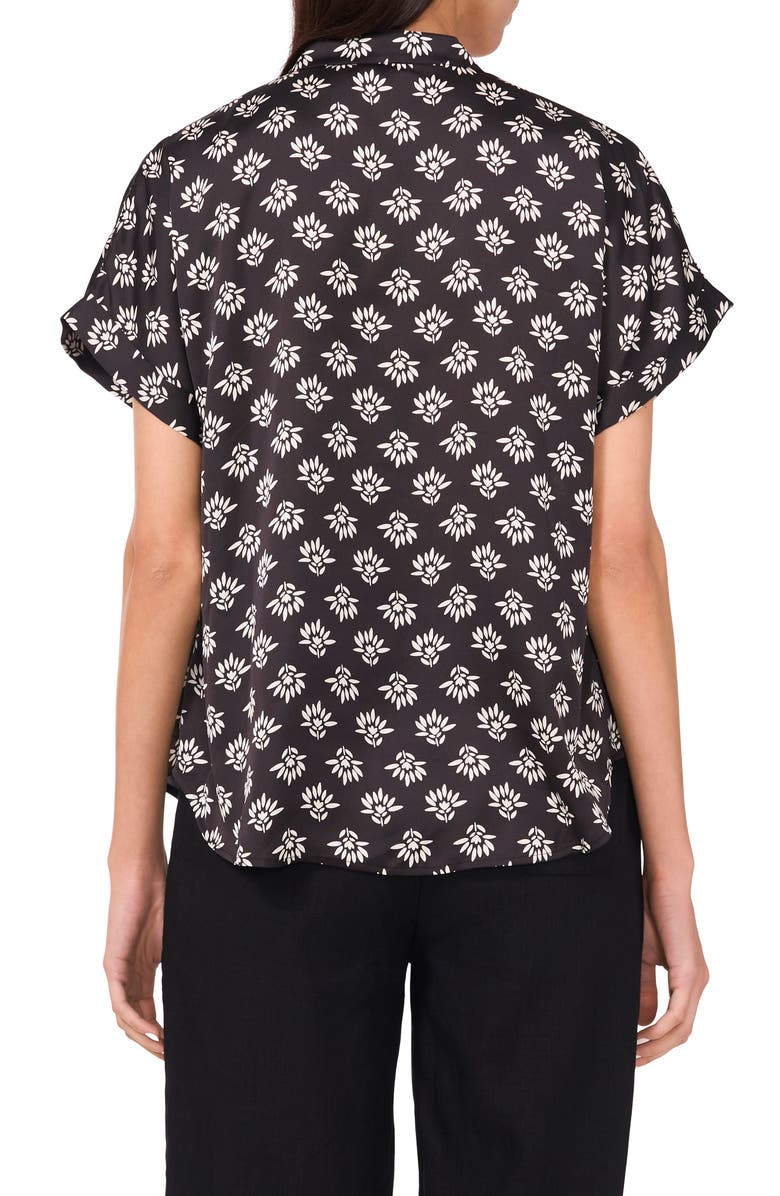 Halogen<sup>®</sup> Textured Tie Front Shirt, Alternate, color, Rich Black Print