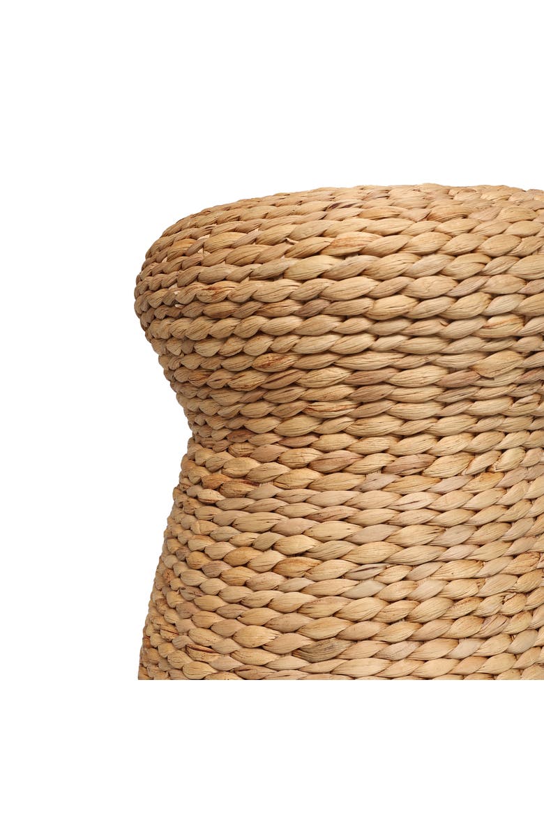 Alberto Bohemian Woven Water Hyacinth Pouf Stool, Hourglass Ottoman Footrest and Extra Seating for Living Room Decor, Alternate, color, Natural