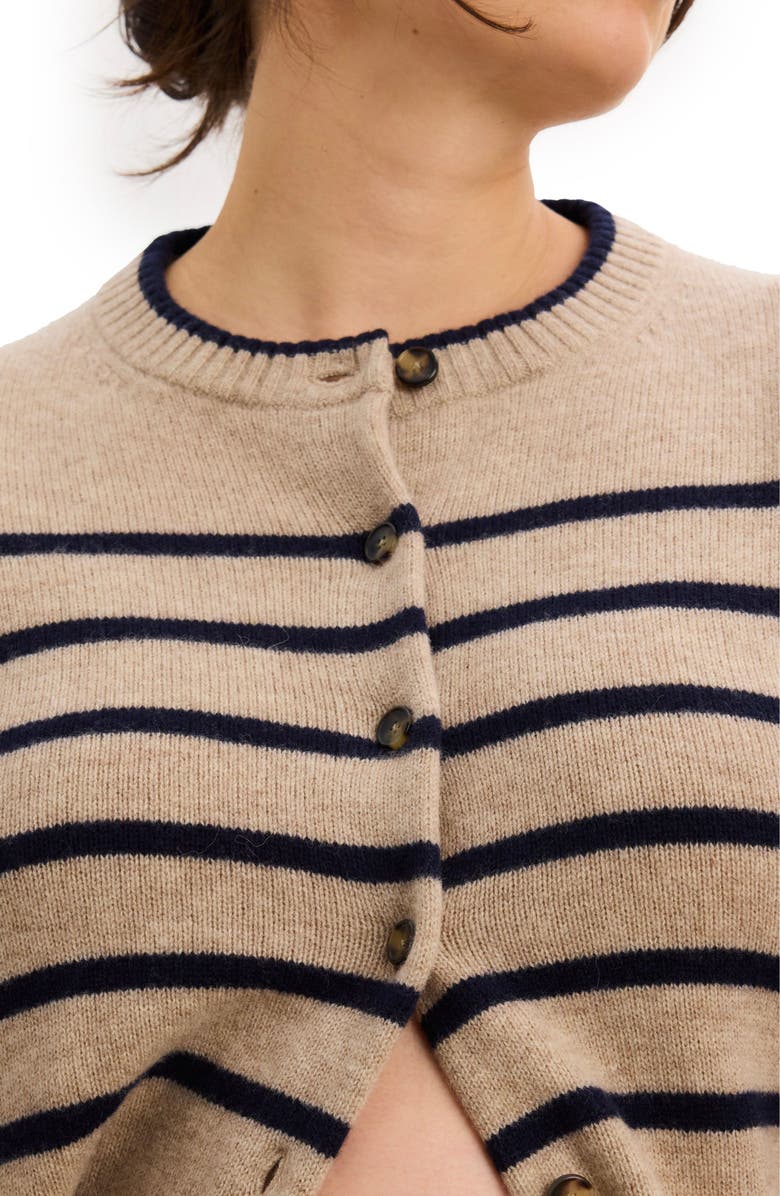 HATCH The Celine Contour Cardigan, Alternate, color, Oat/Navy